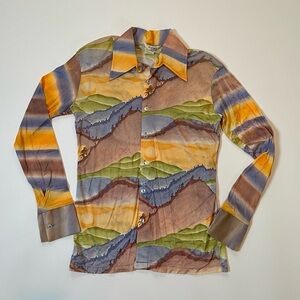70s Vintage Landscape Blouse